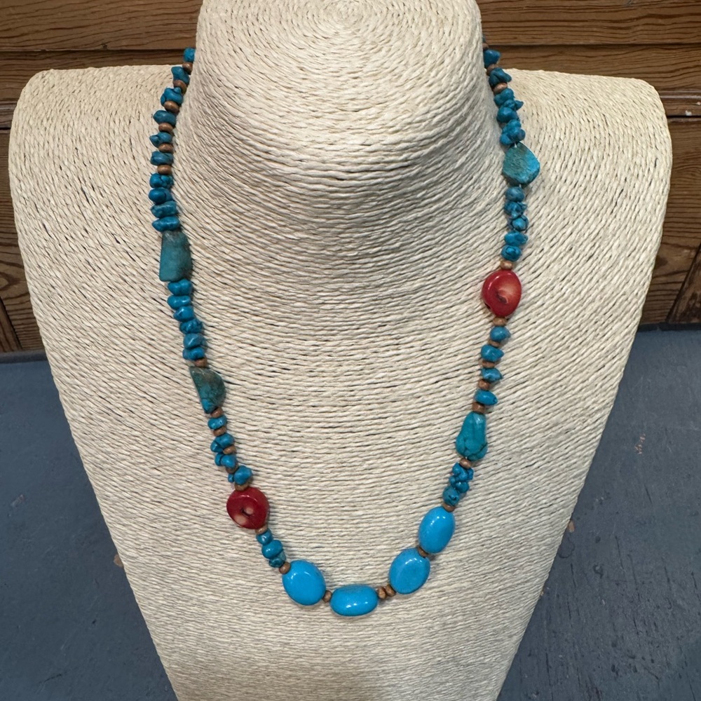Genuine Red and Blue Turquoise  Necklace